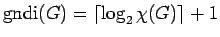$ \mathrm{gndi}(G)=\lceil\log_2\chi(G)\rceil+1$