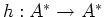 $h:A^{*}\rightarrow A^{*}$