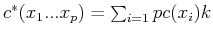 $c^*(x_1...x_p)=\sum_{i=1}{p}c(x_i) \mod k$